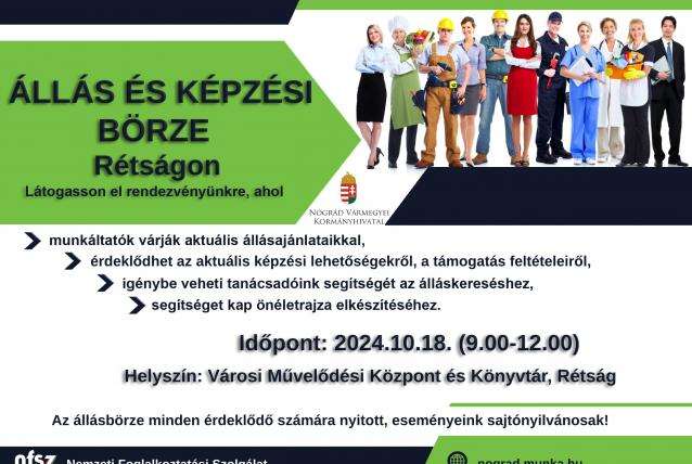 Álláskeresőknek szervez börzét a kormányhivatal Rétságon is
