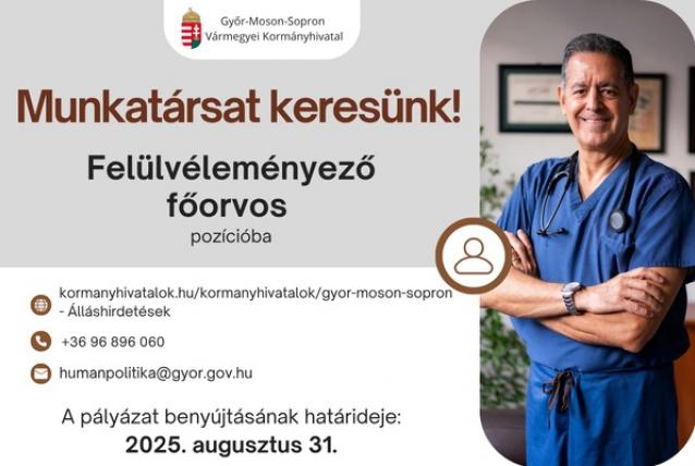 Pályázat: Felülvéleményező főorvos